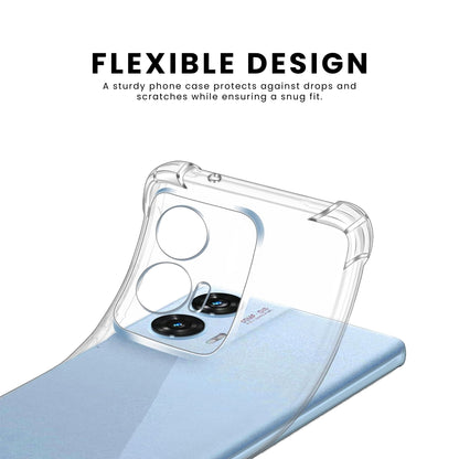 A clear plastic back cover case for a Motorola smartphone, showcasing the camera and cutouts for ports and buttons.