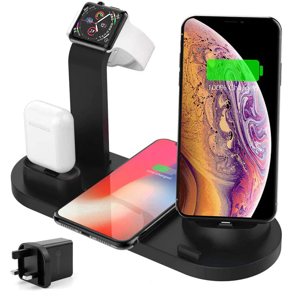 Multi Function Charging Stand with devices on it.