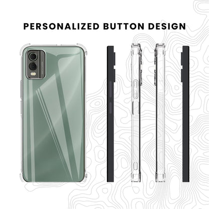 A clear Nokia phone case with a hard PC back, designed to protect the phone while maintaining visibility of the screen and ports.