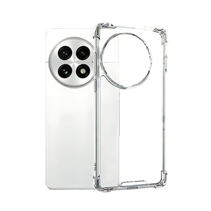 A clear plastic back cover case for all OnePlus smartphones with a camera cutout on the top left.