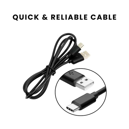 A black Samsung USB to Type C cable, Quick and reliable cable.
