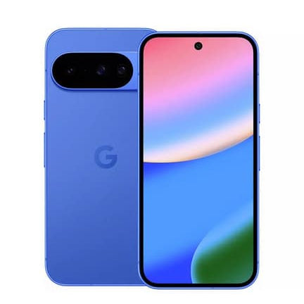 A Google Pixel 10 Refurbished Phone in Blue, on a white background.