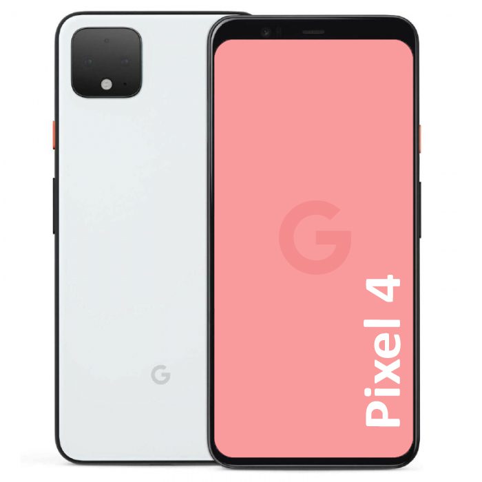 A Refurbished Google Pixel 4 smartphone in white color with dual cameras.