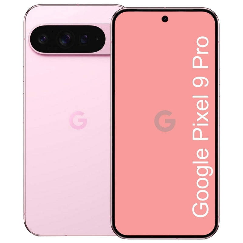 A Refurbished Pink Google Pixel 9 Pro smartphone showing front and back views on a white background.