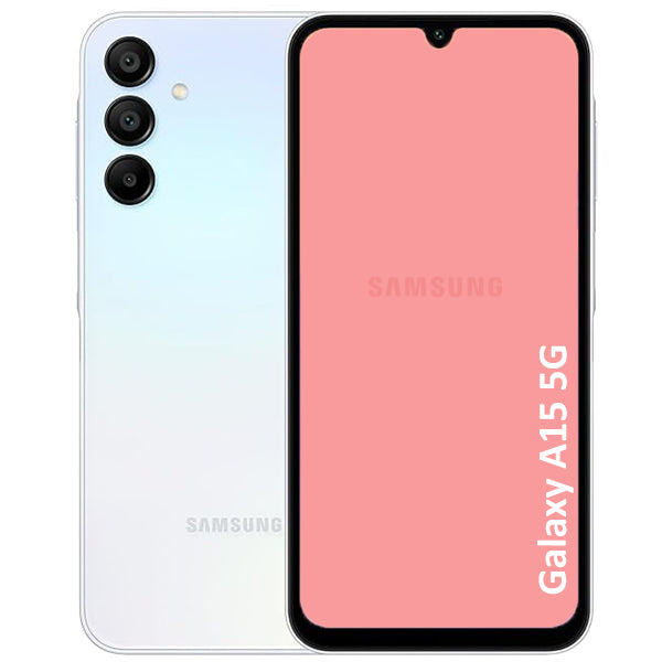 A Refurbished Samsung Galaxy A15 5G smartphone showing front and back on a white background.