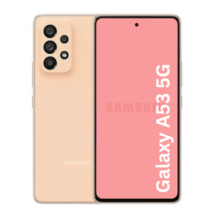A Refurbished Samsung Galaxy A53 5G phone showing front and back on a white background