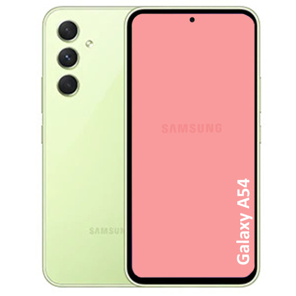 A Refurbished Samsung Galaxy A54 phone showing front and back on a white background