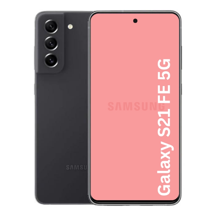 A Refurbished Samsung Galaxy S21 FE 5G phone showing on a white background.