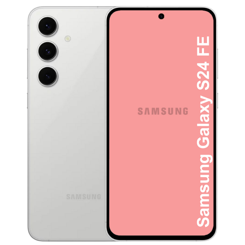 A Samsung Galaxy S24 FE Refurbished Phone displayed over a white background.