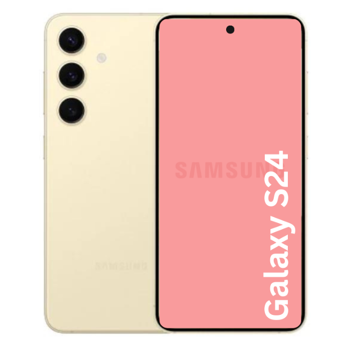 A Refurbished Samsung Galaxy S24 smartphone showing front and back on a white background.