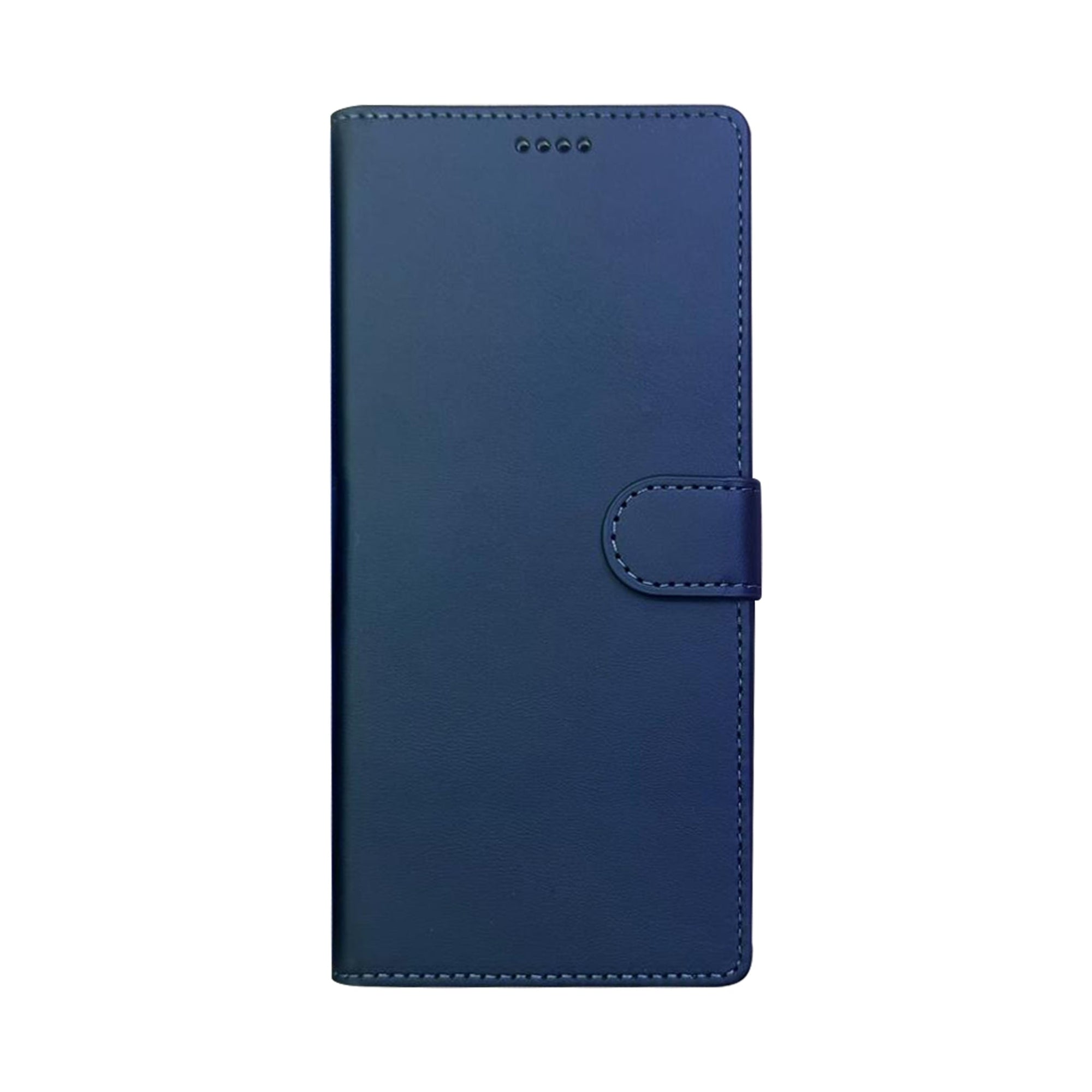 A blue PU leather wallet case for the Galaxy Series with a textured design, featuring a flap.