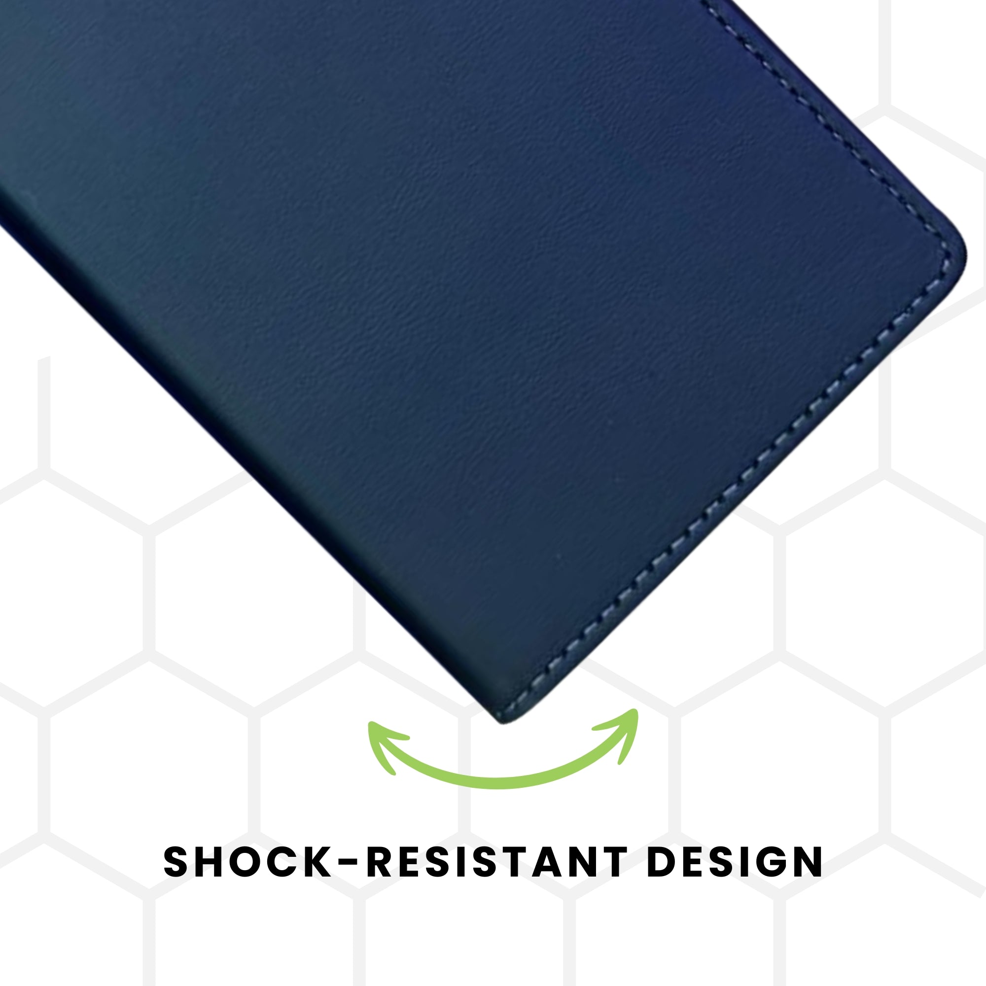 A blue PU leather wallet case for the Galaxy Series with a textured design, featuring shock-resistant design.