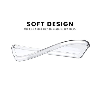 A clear anti-burst Sony phone case with a hard bumper, showing the phone's camera and ports, with a slightly elevated bezel.