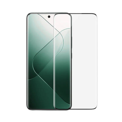 A clear tempered glass screen protector for all Xiaomi smartphones, shown over a plain background.