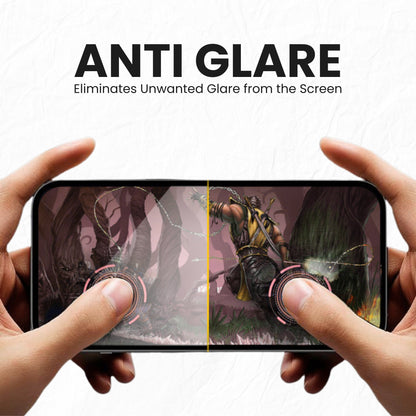 A clear tempered glass screen protector for all Xiaomi smartphones with anti-glare feature, shown over a plain background.