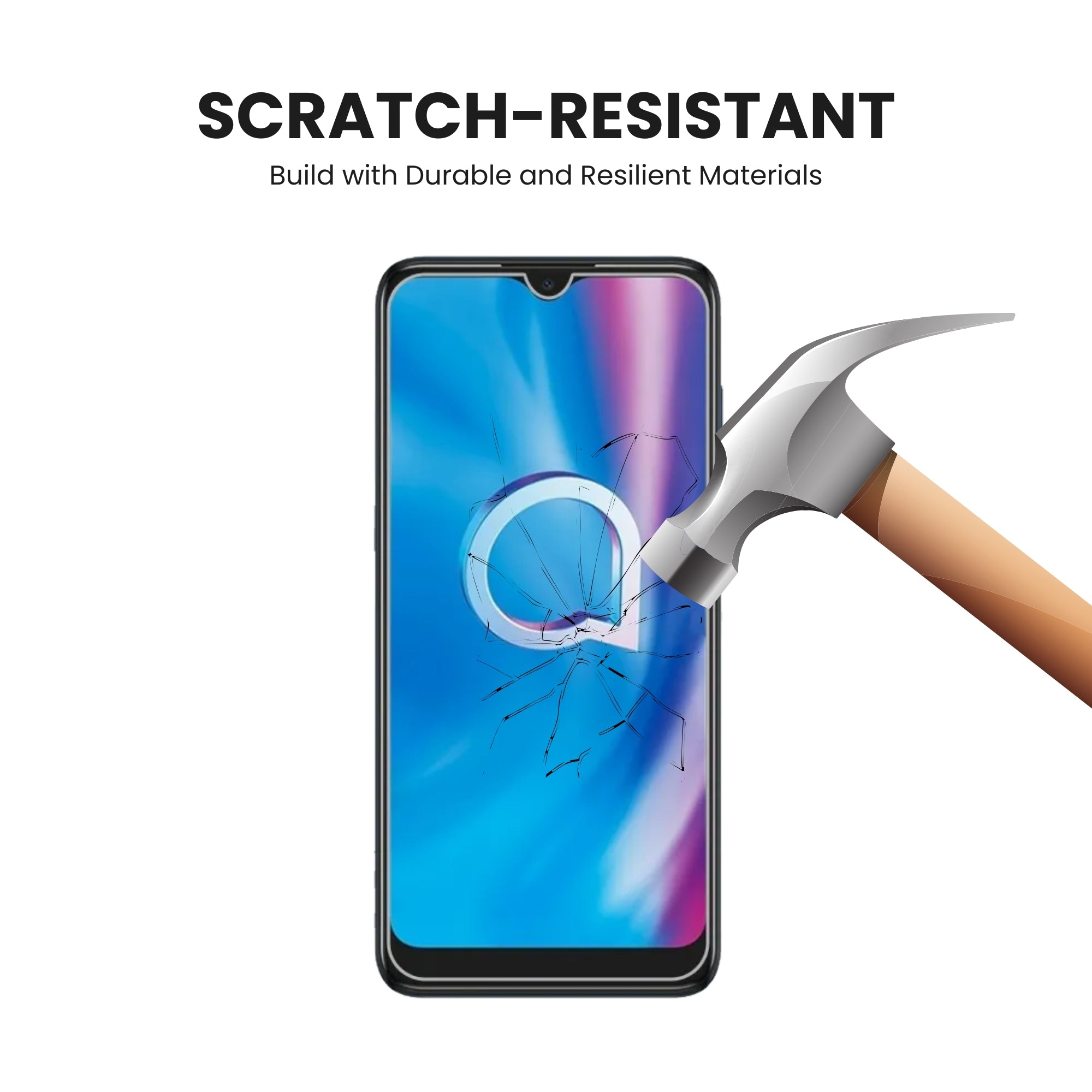 A tempered glass screen protector for Alcatel smartphones.