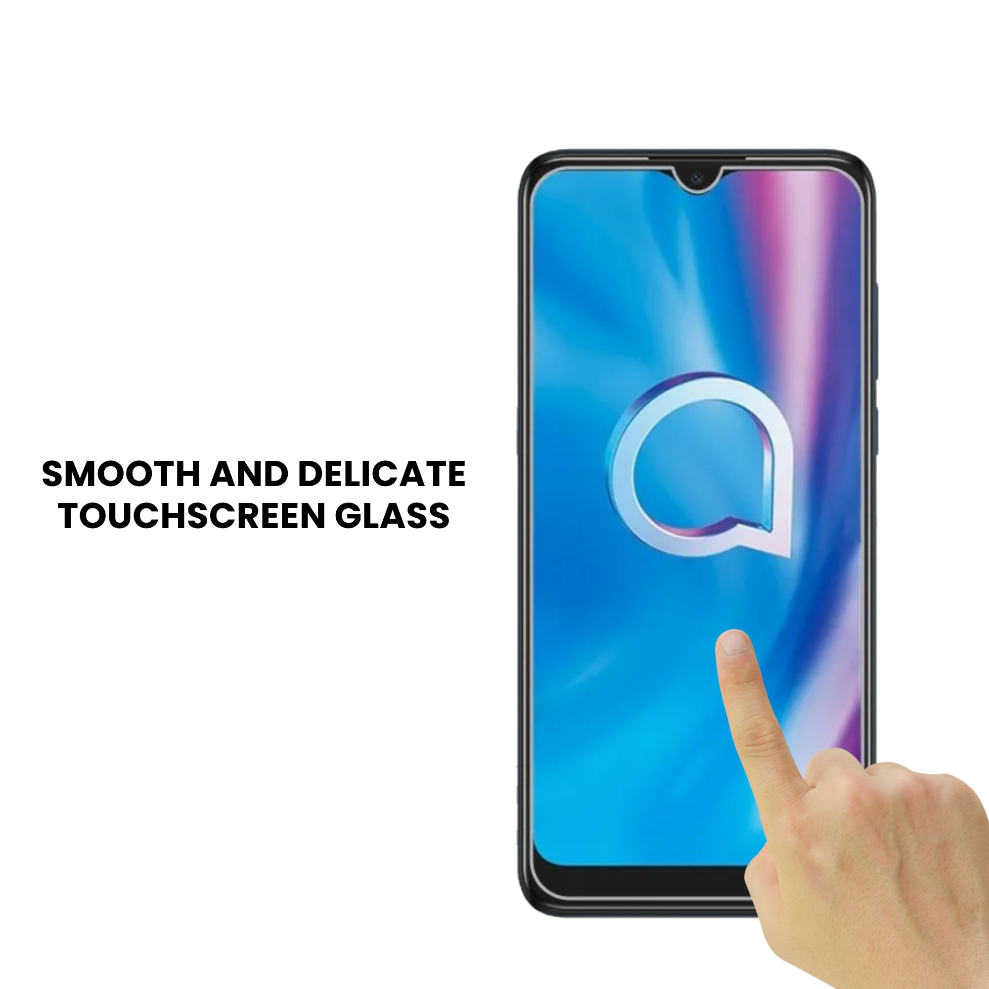 A tempered glass screen protector for Alcatel smartphones.