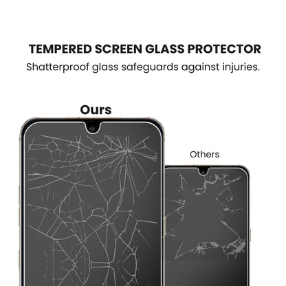 A clear tempered glass screen protector for all LG smartphone models, displaying shatterproof glass that prevent injuries to phones.