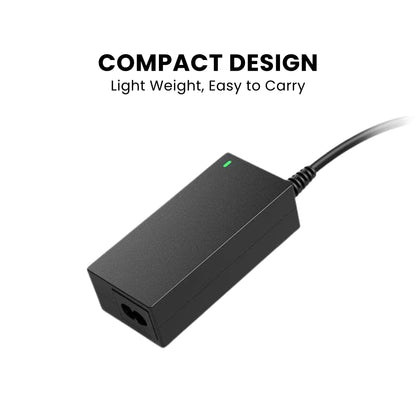 A black universal laptop charger.