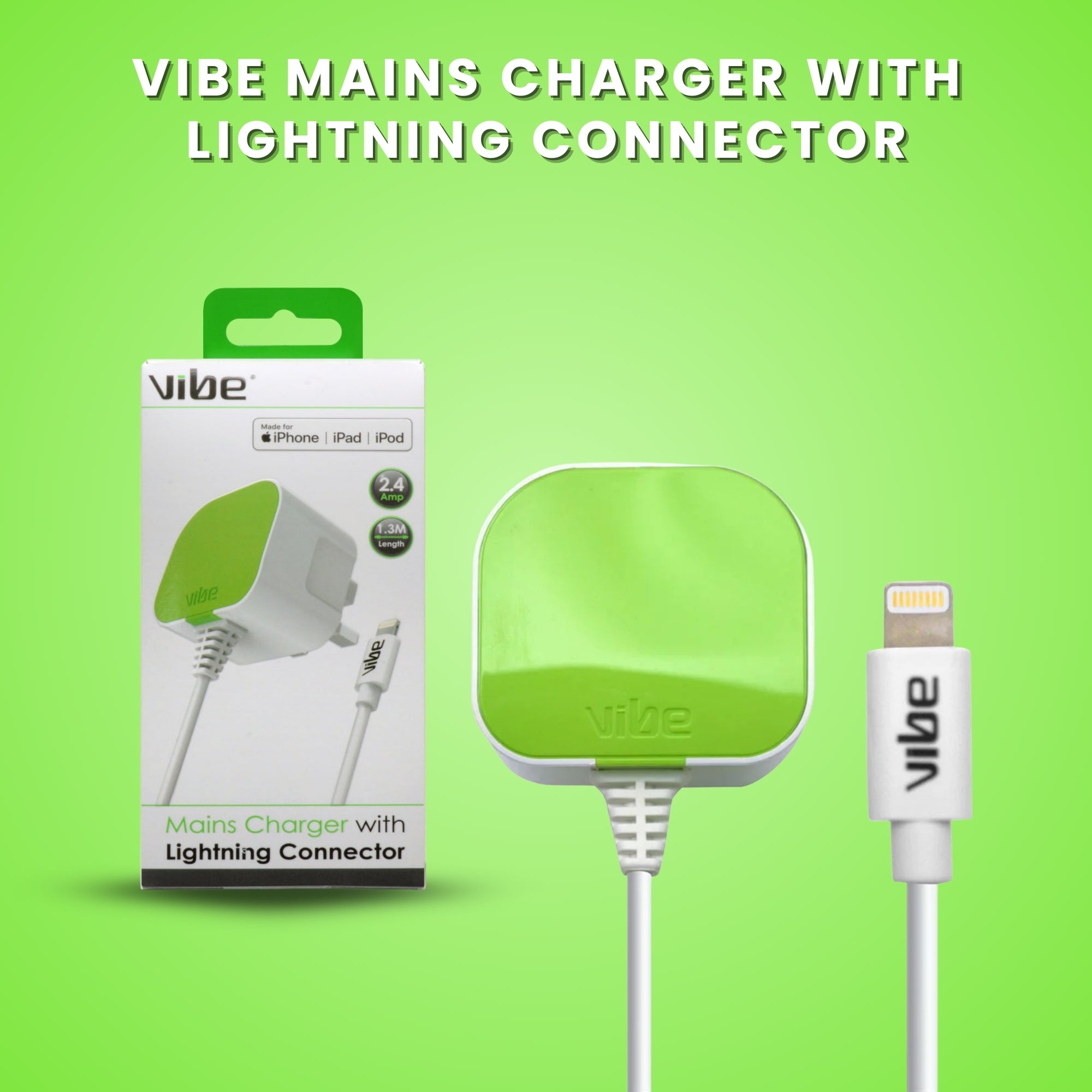 Vibe 1 Metre iPhone Fast Charging Cable and Plug with box