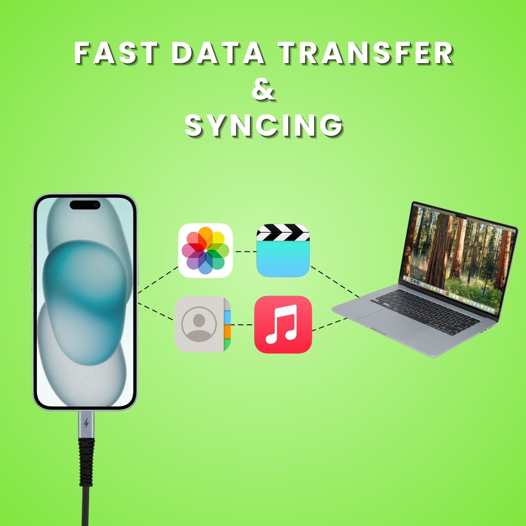 Vibe 3 Metre iPhone Lightning Charging Cable For iPhones and iPads