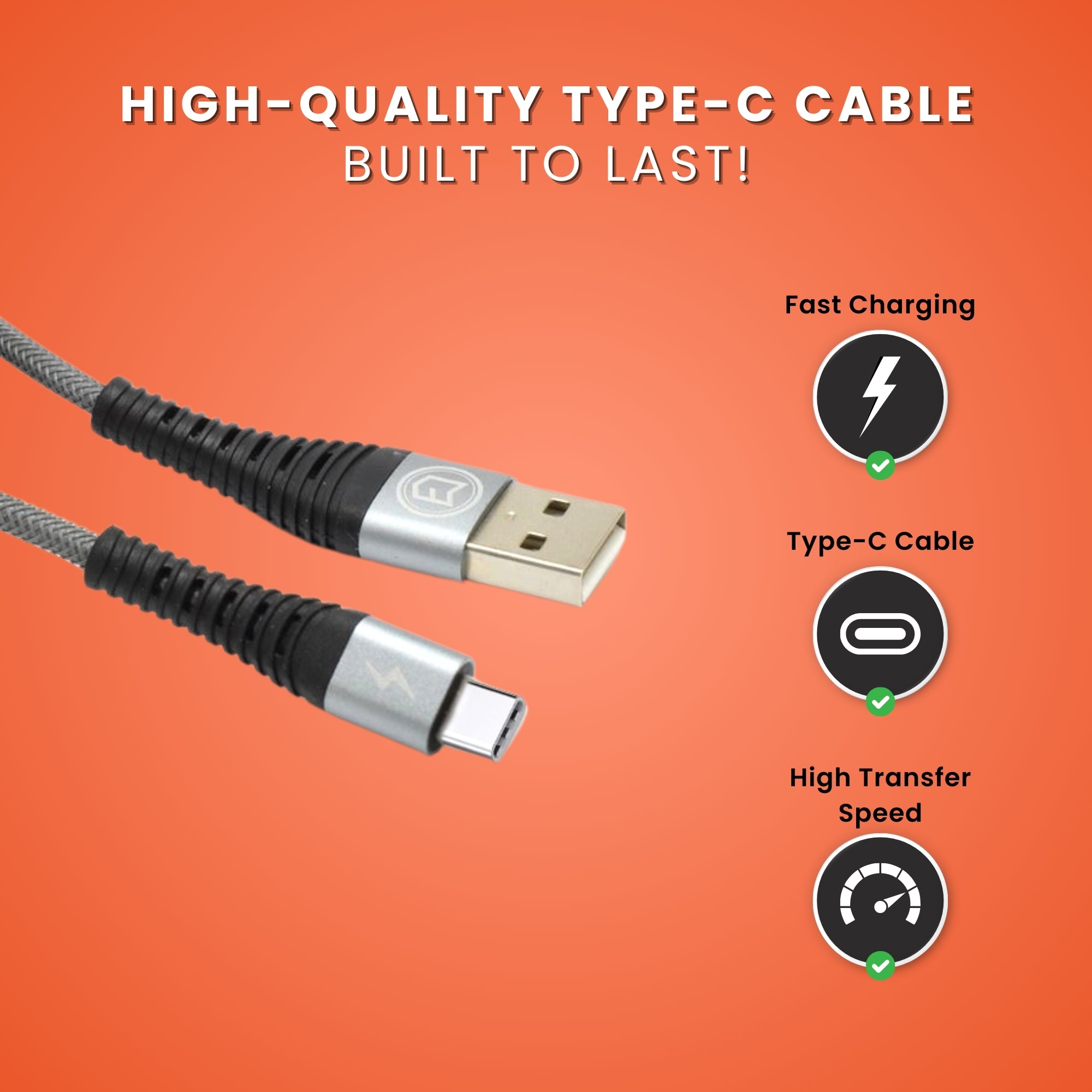 Vibe 3m Type C USB Cable, high quality cable built to last.