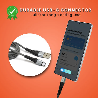 Vibe 3m Type C USB Cable, Durable and flexible with Braided design.