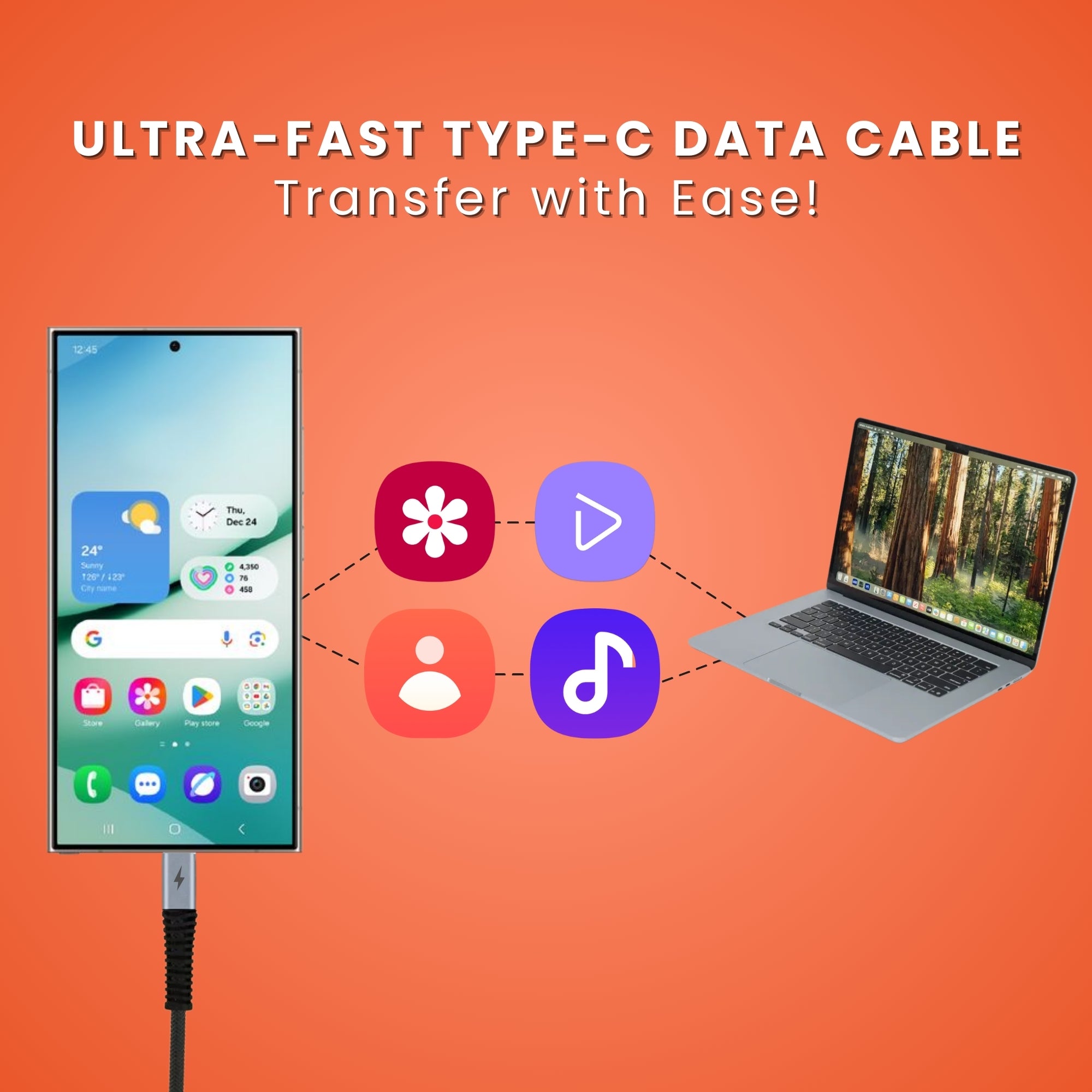 Vibe 3m Type C USB Cable, Ultra fast data cable with fast data transfer.