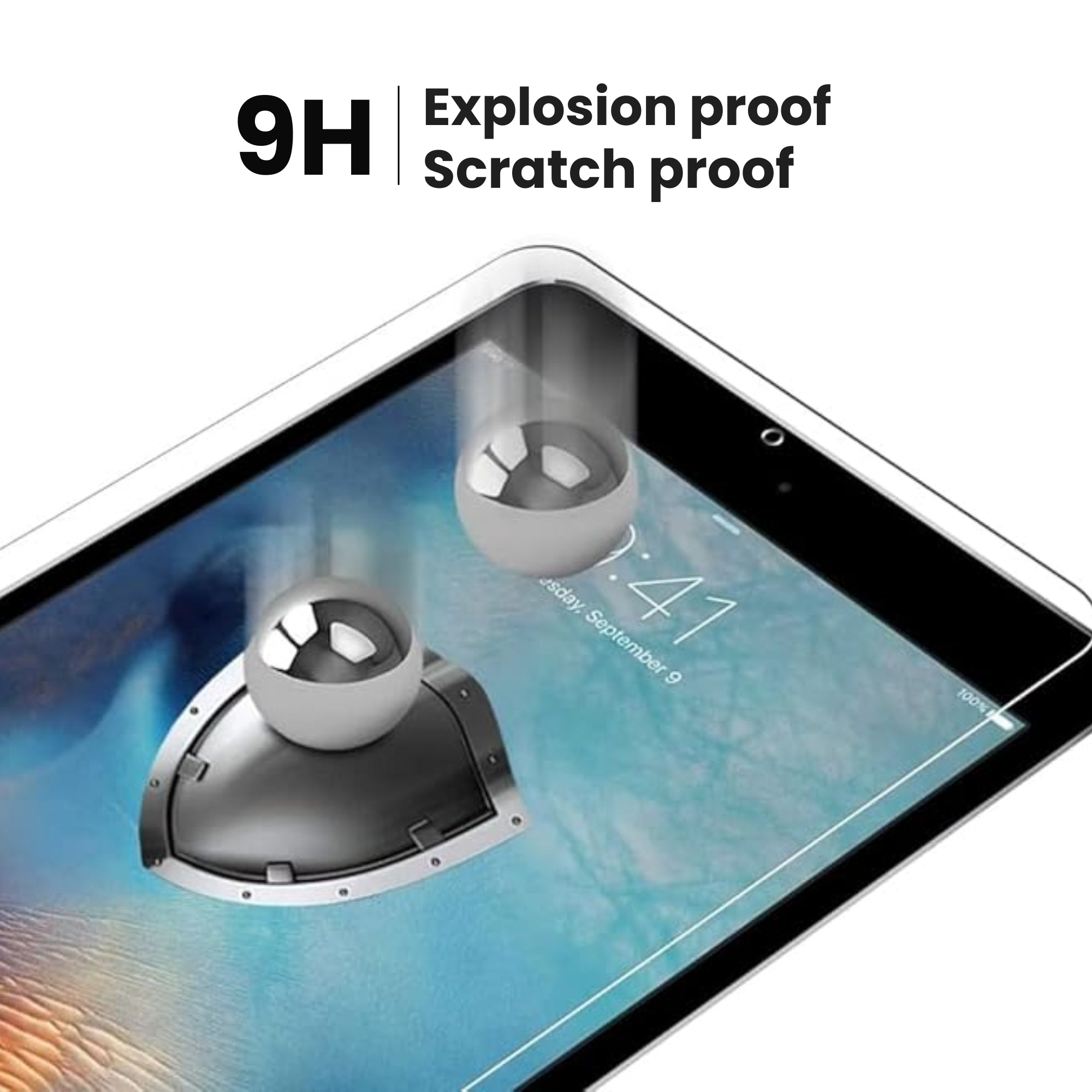 An explosion proof and scratch proof clear screen protector for the iPad 2nd, 3rd & 4th Generation, displayed on a plain background.