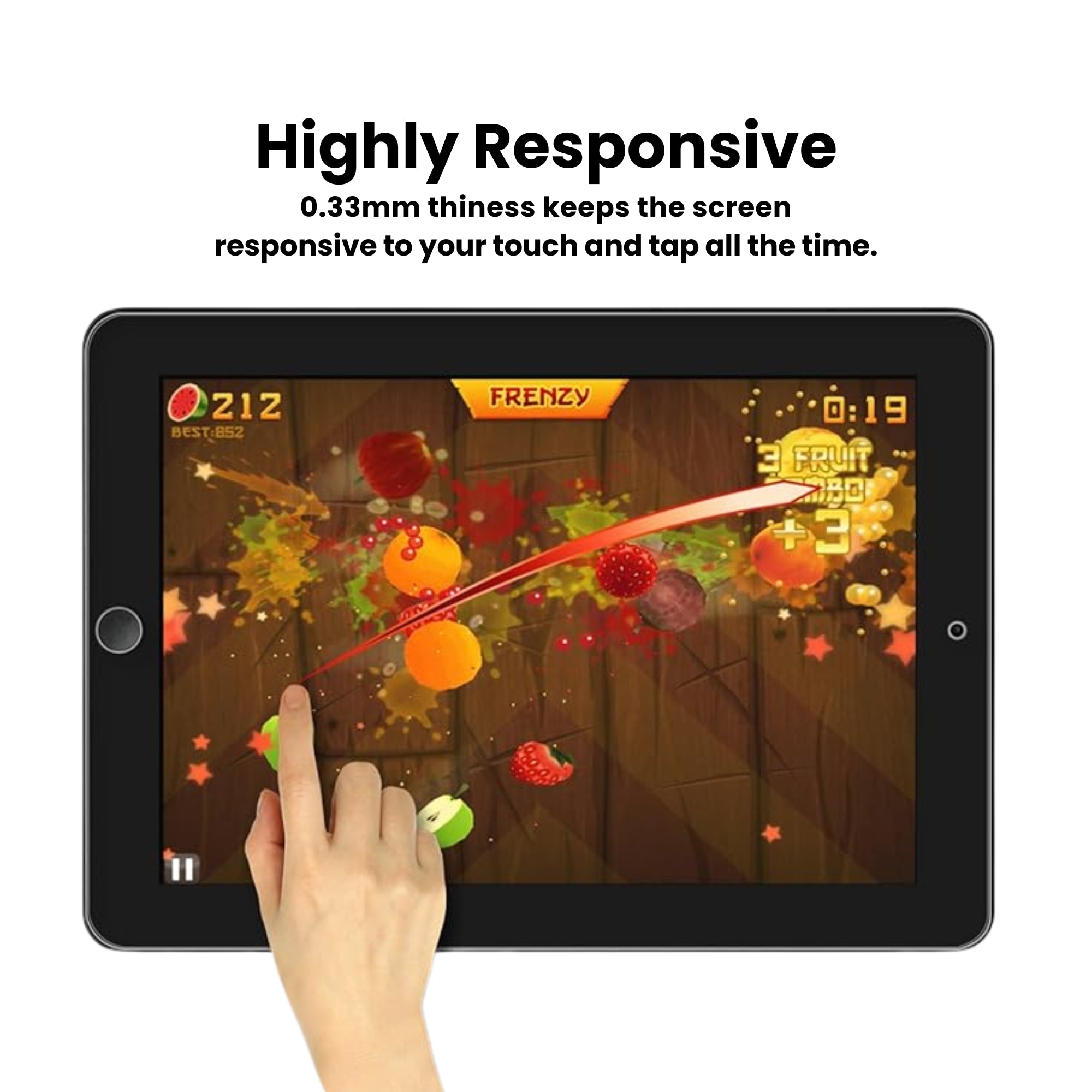 A highly responsive clear screen protector for the iPad 2nd, 3rd & 4th Generation, displayed on a plain background.