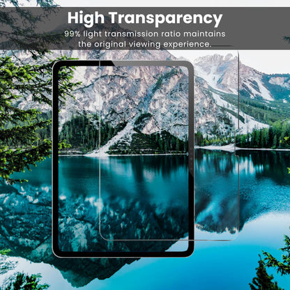 A clear tempered glass screen protector for the iPad Pro with high transparency.