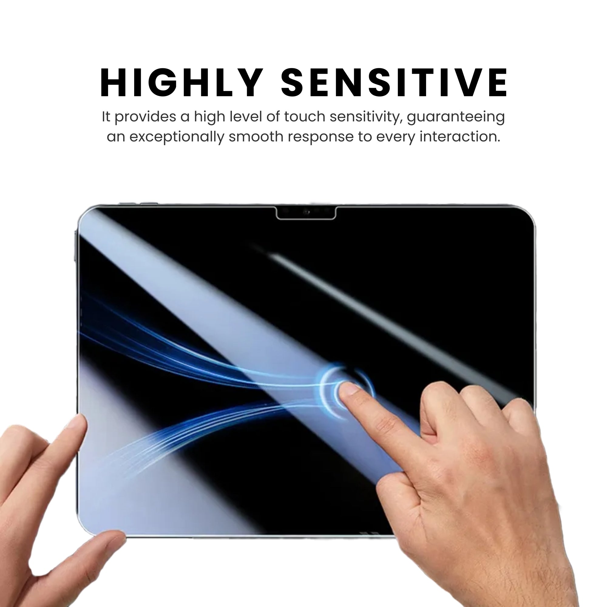 A clear tempered glass screen protector for the iPad Pro, displayed on a white background.
