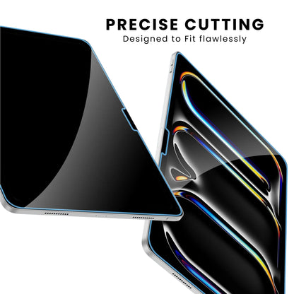 A clear tempered glass screen protector for the iPad Pro, displayed on a white background.