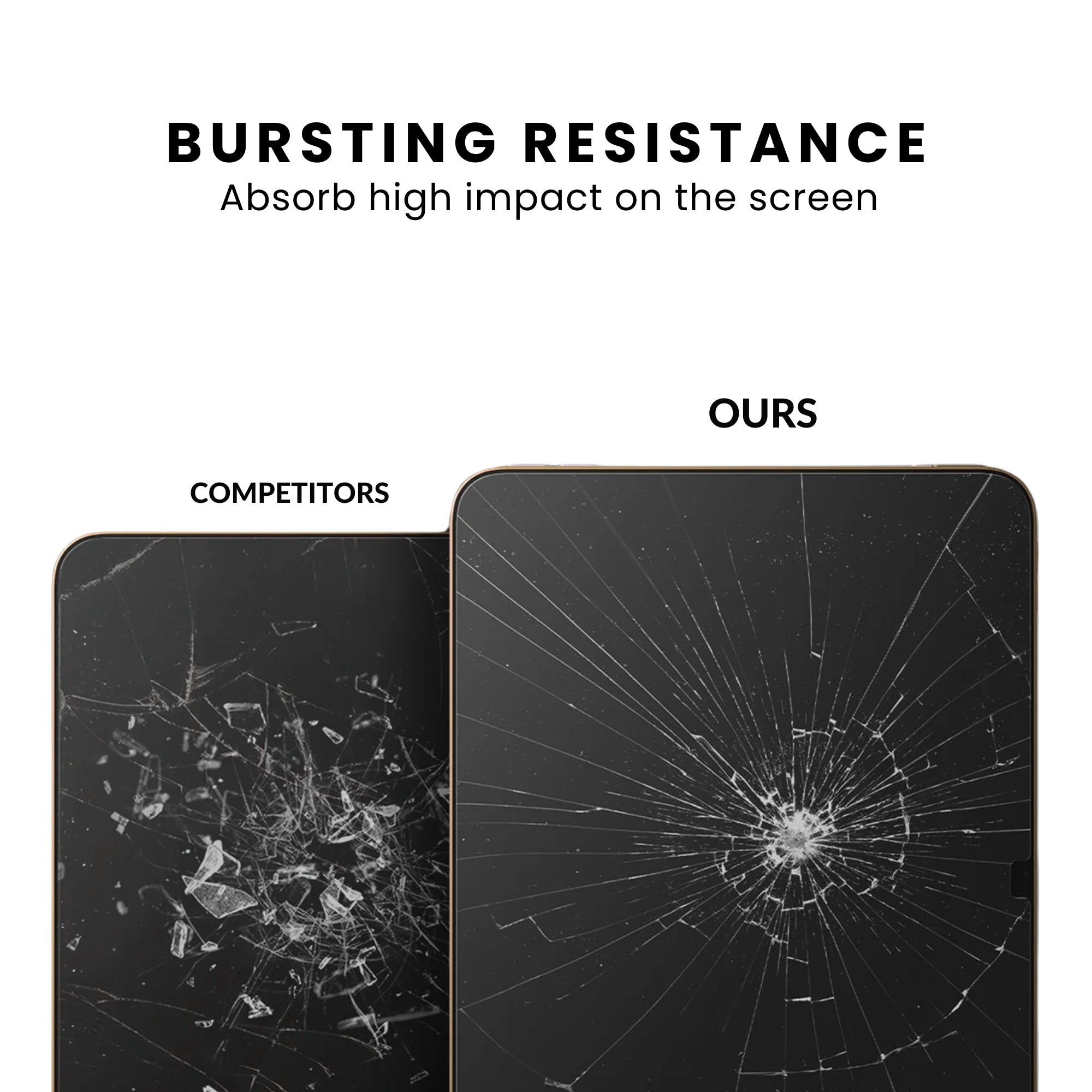 A clear tempered glass screen protector for iPad mini with bursting resistance screen, displayed on a plain background.