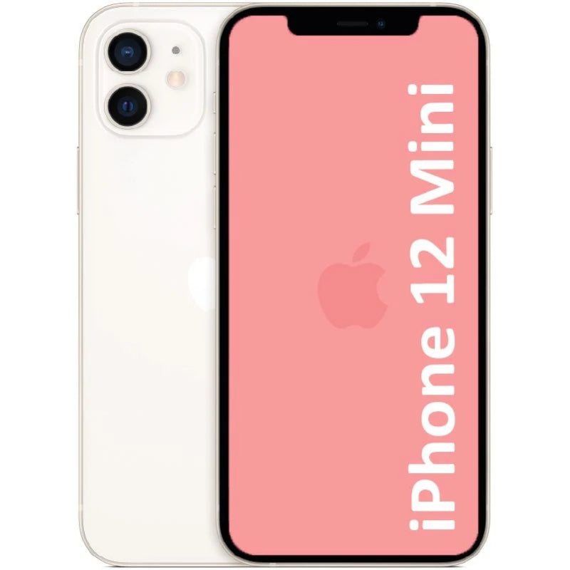 Refurbished iPhone 12 Mini with Apple logo on a white background