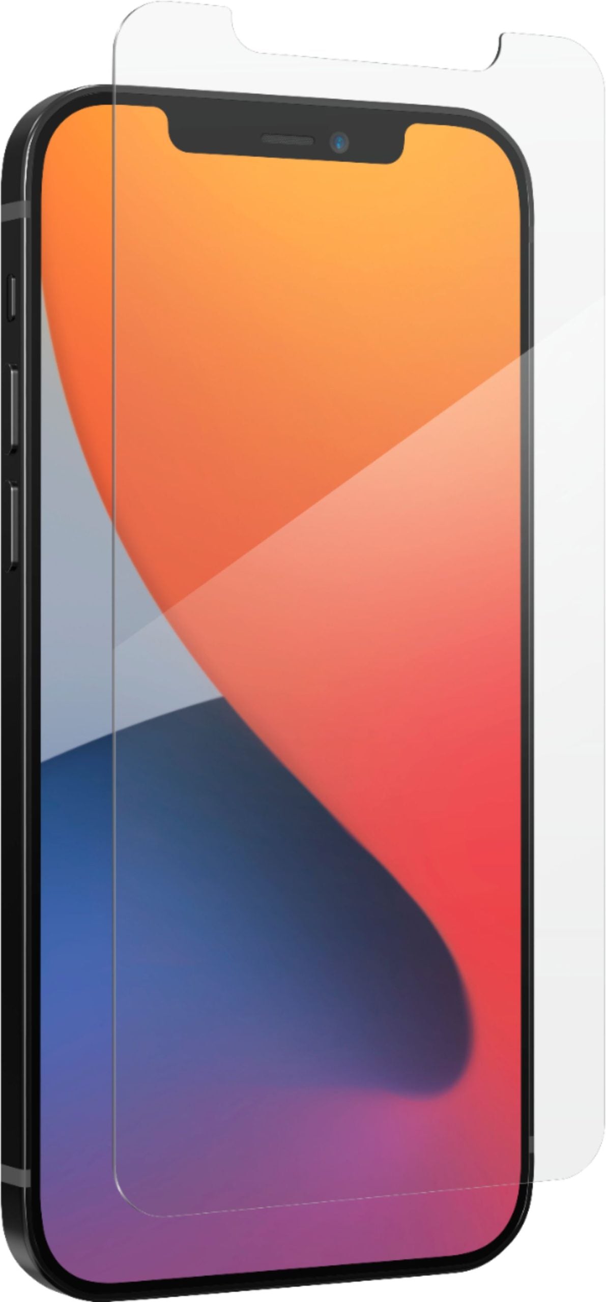 An iPhone 12 Pro screen protector with a clear visibility of the screen's color display.