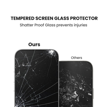 Tinted tempered glass screen protector for iPhone, showing the shatterproof glass protection.