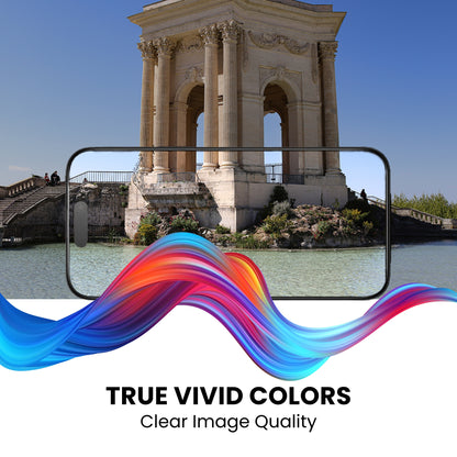 Tinted tempered glass screen protector for iPhone, showing the true vivid colors through the protector.
