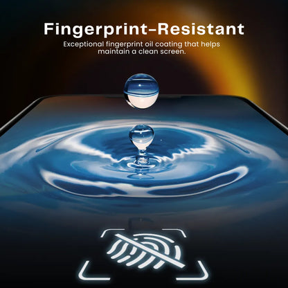 A tempered iPhone screen protector with finger-print resistance.