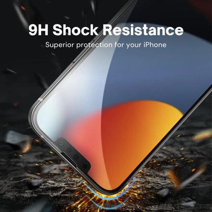 A tempered iPhone screen protector with 9H Shock Resistance.