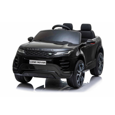 Black Range Rover Evoque 12V Kids Electric Ride-On Car with premium leather seat, EVA wheels and luxury SUV design