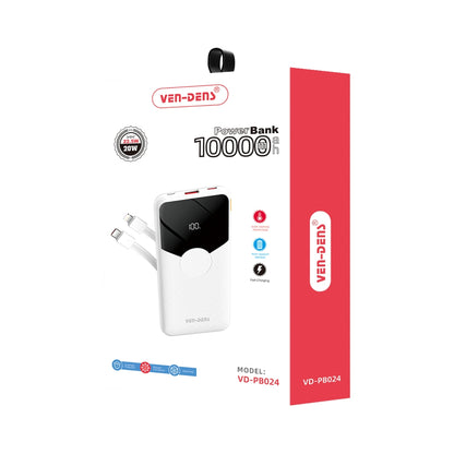 VEN-DENS VD-PB024 10000mAh fast charging power bank original retail box showing 22.5W charging features