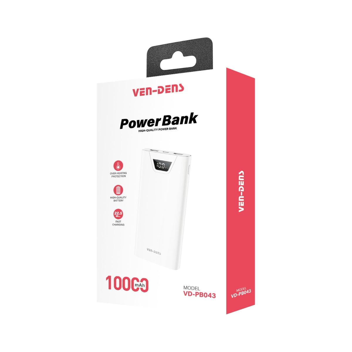 VEN-DENS VD-PB043 10000mAh 22.5W fast charging power bank original retail packaging
